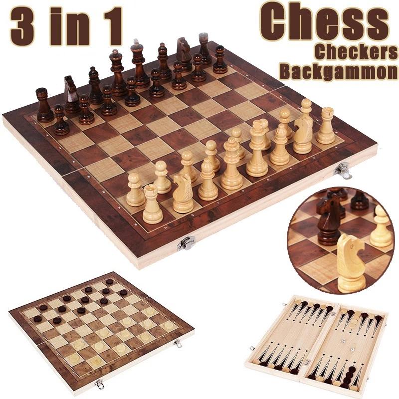 3 in 1 Chess Board, Folding Wo - Magnetic Travel Chess recension och pris