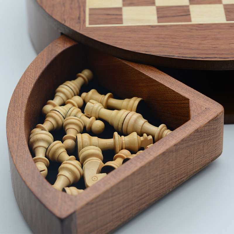 Round Solid Wood Magnetic Ches - Magnetic Travel Chess recension och pris