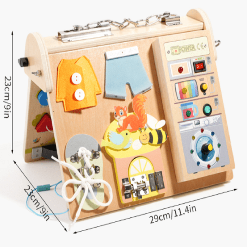 Wooden 4-in-1 Busy Board with  - Board Game Education recension och pris