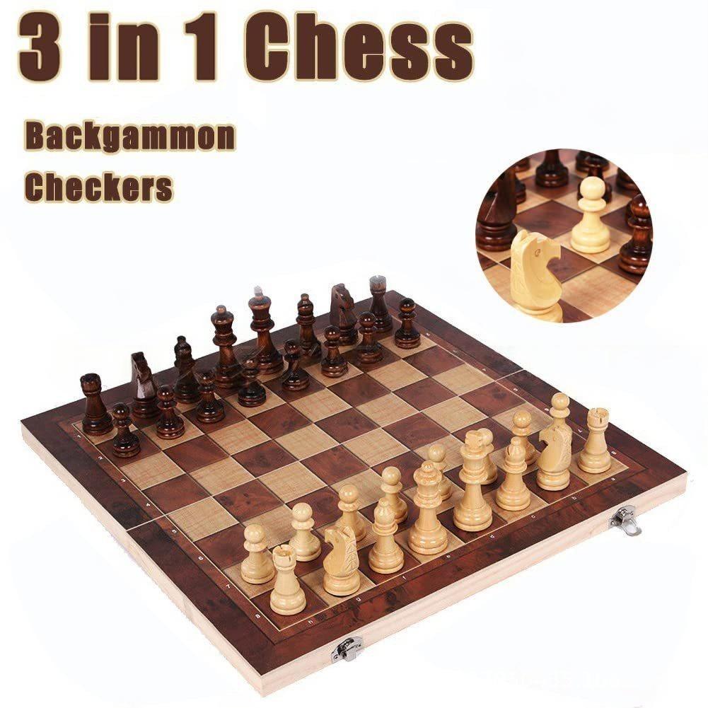 3 in 1 Wooden Chess Backgammon - Magnetic Travel Chess recension och pris