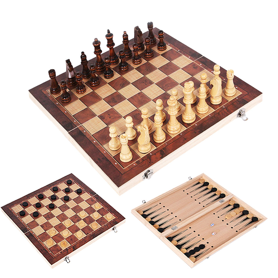 3 in 1 Wooden Chess Backgammon - Magnetic Travel Chess recension och pris